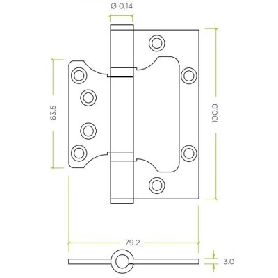 Grade 11 Ball Bearing Flush Hinge - CE / UKCA Marked - Fire Rated - 80kg Max Load Bearing